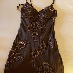 Brown Satin Cache Chocolate brown Satin gown. Size 4. Worn once.
